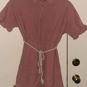 Short Pink Beach Dress With A Robe Tie Around It